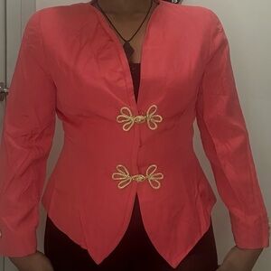 Vintage Elegant Coral Blazer/Jacket with Gold Accents